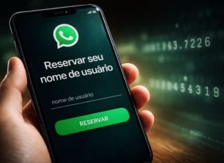 WhatsApp testa nome de usuário no lugar do número de telefone WhatsApp sem número em tela de celular com nome de usuário e foco em privacidade digital