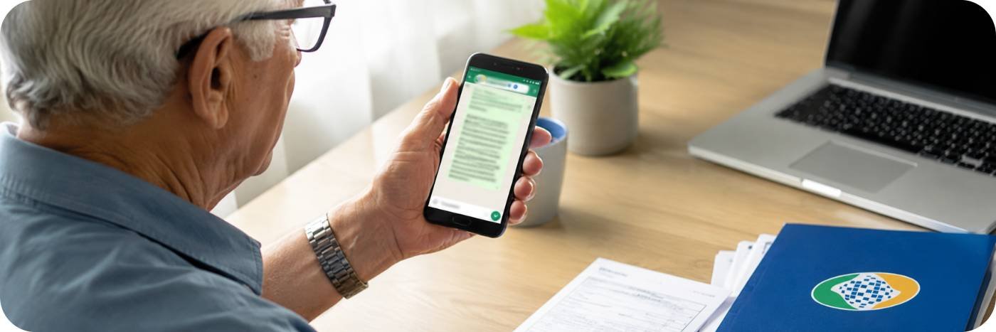 Beneficiário consulta alerta do INSS no WhatsApp sobre prova de vida
