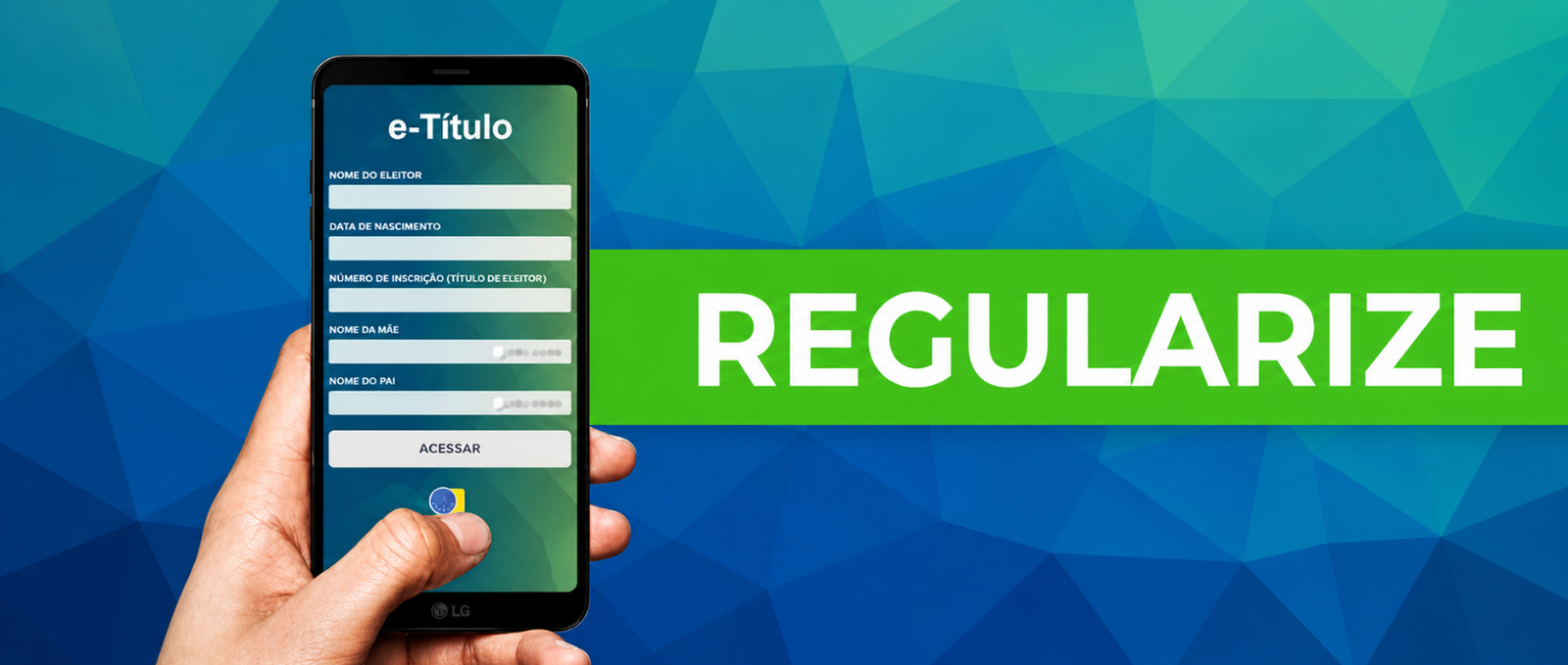 Aplicativo e-Título em celular com chamada para regularização eleitoral