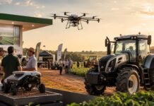 China acelera presença em feiras agrícolas e mira tecnologia do Brasil China em feiras agrícolas com drones e máquinas modernas no agro brasileiro