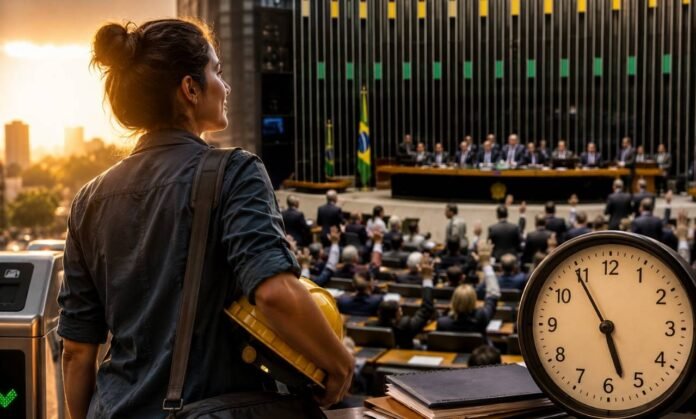 Fim da escala 6x1 avança na Câmara Trabalhadora observa votação na Câmara sobre o fim da escala 6x1