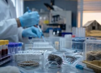 Primeira morte por hantavírus em 2026 acende alerta de saúde Laboratório de saúde pública com amostras biológicas e profissional de saúde durante análise relacionada ao hantavírus em Minas Gerais