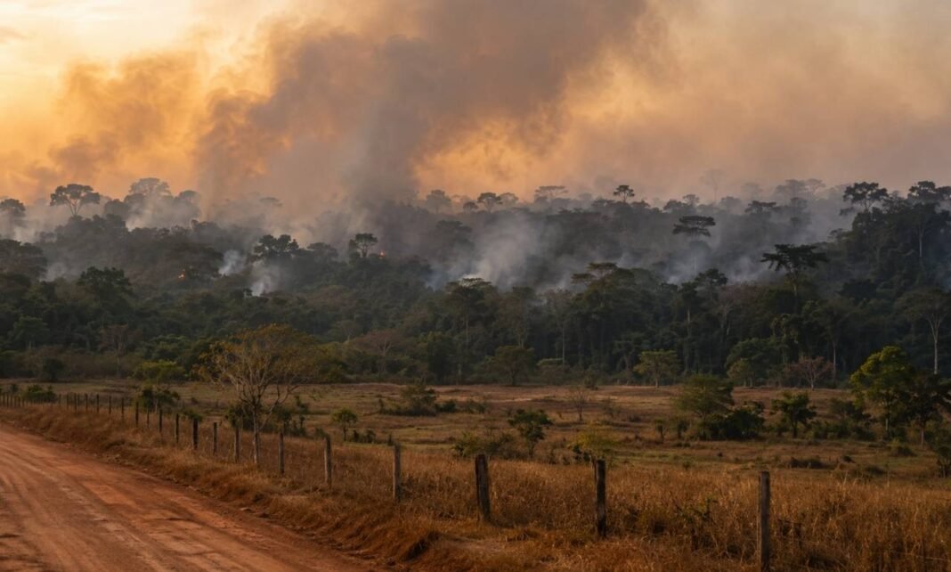 Queimadas na Amazônia colocam Rondônia em alerta com fumaça sobre área rural e floresta