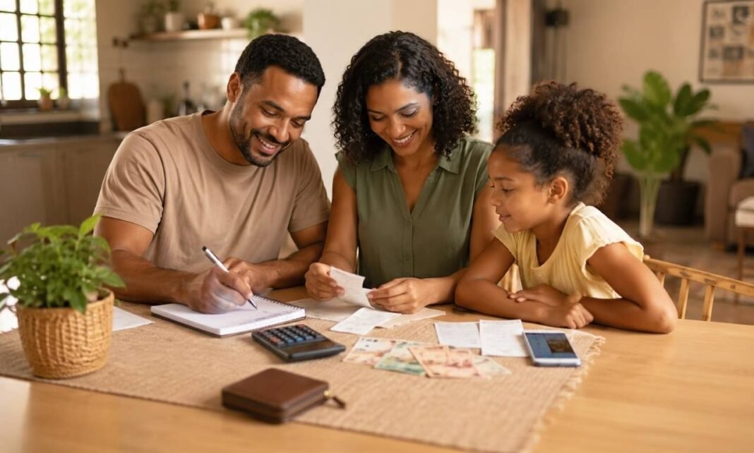 Família brasileira organiza orçamento doméstico após renda média das famílias bater recorde em 2025