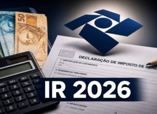 Prazo para entrar no 1º lote da restituição do IR 2026 termina domingo Restituição do IR 2026 com declaração de Imposto de Renda, calculadora e dinheiro sobre mesa
