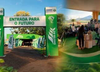 Rondônia Rural Show abre edição com tecnologia e agricultura familiar em destaque Entrada da Rondônia Rural Show Internacional com espaço da Emater-RO e encontro técnico sobre agricultura em Ji-Paraná