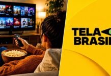 Tela Brasil chega com 500 filmes brasileiros gratuitos para assistir online neste sábado Tela Brasil em destaque com pessoa assistindo filmes brasileiros gratuitos pela TV em ambiente aconchegante