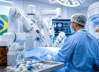 SUS amplia tratamento contra câncer com cirurgia robótica e novos remédios Tratamento contra câncer no SUS com cirurgia robótica e medicamentos oncológicos em sala hospitalar moderna