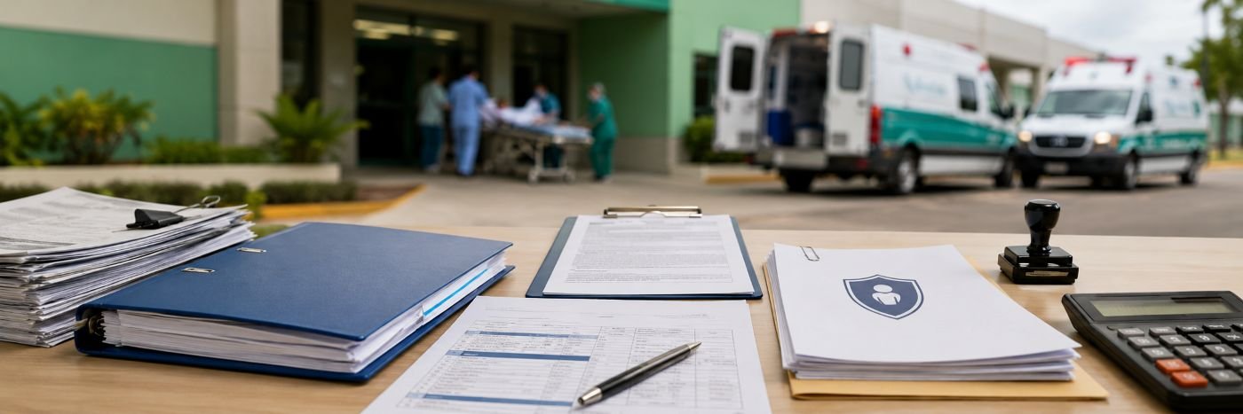 Ambulâncias em frente a hospital de Rondônia em matéria sobre desvio de recursos do SUS