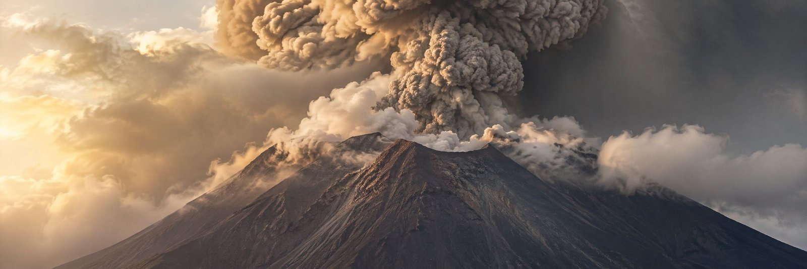 Área montanhosa próxima ao Monte Dukono coberta por fumaça e cinzas após erupção na Indonésia