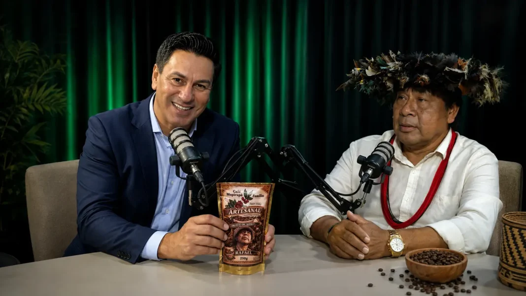 Rafael Paitér Suruí participa do RuralCast sobre café da aldeia e produção indígena na Rondônia Rural Show 2026