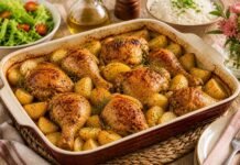 Faltam 7 dias para o Dia das Mães: frango assado com batatas é opção fácil Frango assado para o Dia das Mães servido com batatas em mesa familiar