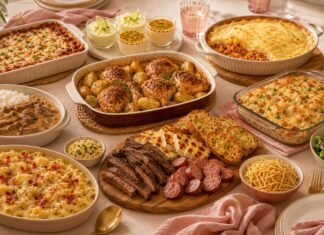 Dia das Mães: veja 9 receitas fáceis para preparar um almoço especial em casa Receitas fáceis para o Dia das Mães reunidas em mesa especial com pratos salgados e mousse