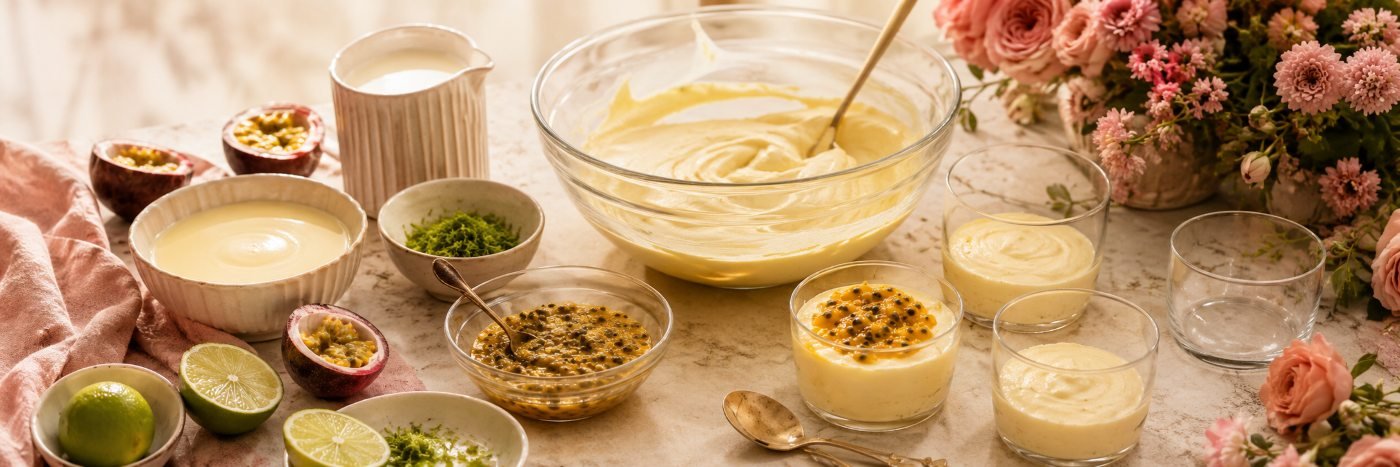 Ingredientes do mousse para o Dia das Mães Ingredientes do mousse para o Dia das Mães com limão, maracujá, leite condensado e creme de leite