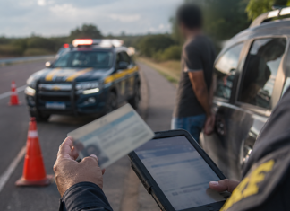 PRF detém homem com documento falso e mandado por homicídio na BR-153 Documento falso é verificado pela PRF durante fiscalização que identificou foragido na BR-153.