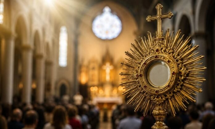 Corpus Christi é feriado ou ponto facultativo em 2026 Corpus Christi é feriado em algumas capitais e ponto facultativo em outras, com imagem de ostensório em igreja durante celebração católica