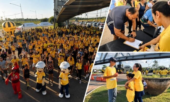 Corrida Detran em Movimento reúne participantes em Porto Velho Participantes da Corrida Detran em Movimento durante ação do Maio Amarelo em Porto Velho