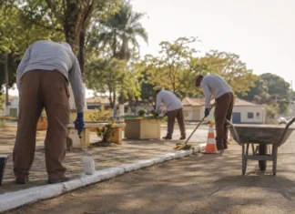 Corumbiara terá reeducando em projeto de trabalho e ressocialização Trabalho de reeducandos em Corumbiara em serviço de manutenção urbana supervisionada