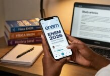 MEC estende pagamento da inscrição do Enem 2026 até segunda-feira (22) Estudante acessa a inscrição Enem 2026 pelo celular em ambiente de estudos