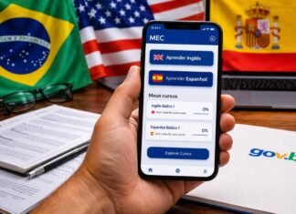 Brasileiros já podem estudar idiomas de graça em serviço digital do MEC Estudante acessa o MEC Idiomas pelo celular para estudar inglês e espanhol de graça pela conta Gov.br.