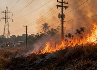 Estiagem eleva risco de apagões provocados por queimadas no estado Queimadas em Rondônia avançam perto da rede elétrica e ameaçam o fornecimento de energia
