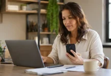 Contribuintes de Rondônia podem consultar lote recorde da restituição do IR Consulta da restituição do IR em Rondônia feita por contribuinte no celular e notebook
