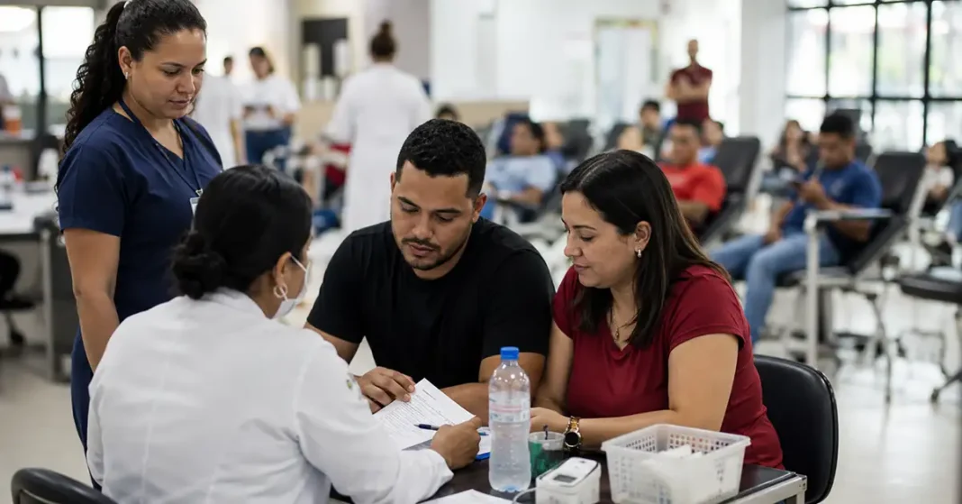 Doadores de sangue participam de campanha solidária em Porto Velho durante o Junho Vermelho.