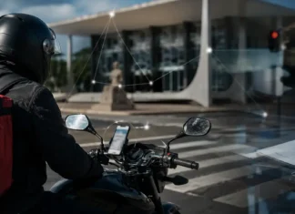 STF retoma julgamento sobre uberização e pode definir vínculo com aplicativos Entregador de aplicativo em motocicleta representa julgamento sobre uberização no STF.