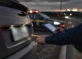 Motorista é levado à delegacia após placa irregular ser identificada pela PRF Placa irregular é verificada pela PRF durante fiscalização em rodovia federal.