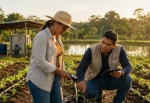 Irrigação concentra metade da retirada de água no Brasil Água na irrigação é monitorada por produtores rurais em uma propriedade de Rondônia
