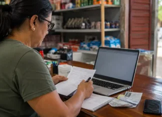 MEIs de Rondônia entram no prazo nacional para renegociar dívidas Desenrola MEI em Rondônia orienta microempreendedora com documentos e notebook em pequeno negócio