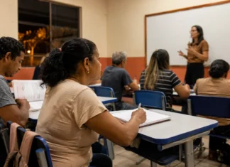 EJA ajuda jovens e adultos a voltar à escola em Porto Velho EJA em Porto Velho reúne estudantes adultos em uma sala de aula no período noturno