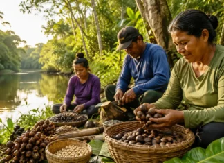 Chamada federal prevê até R$ 8 mil para famílias que conservam floresta em RO Famílias em Resex de Rondônia trabalham com frutos da floresta em área preservada às margens de rio amazônico