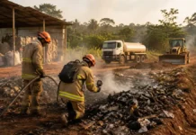 Fogo atinge barracão na Vila Princesa e é controlado Incêndio na Vila Princesa é controlado após atingir barracão e materiais recicláveis