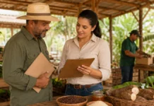 Agrotec 2026 recebe inscrições de produtores e empresas Inscrições da Agrotec 2026 são conferidas por produtora rural e representante de empresa em Porto Velho