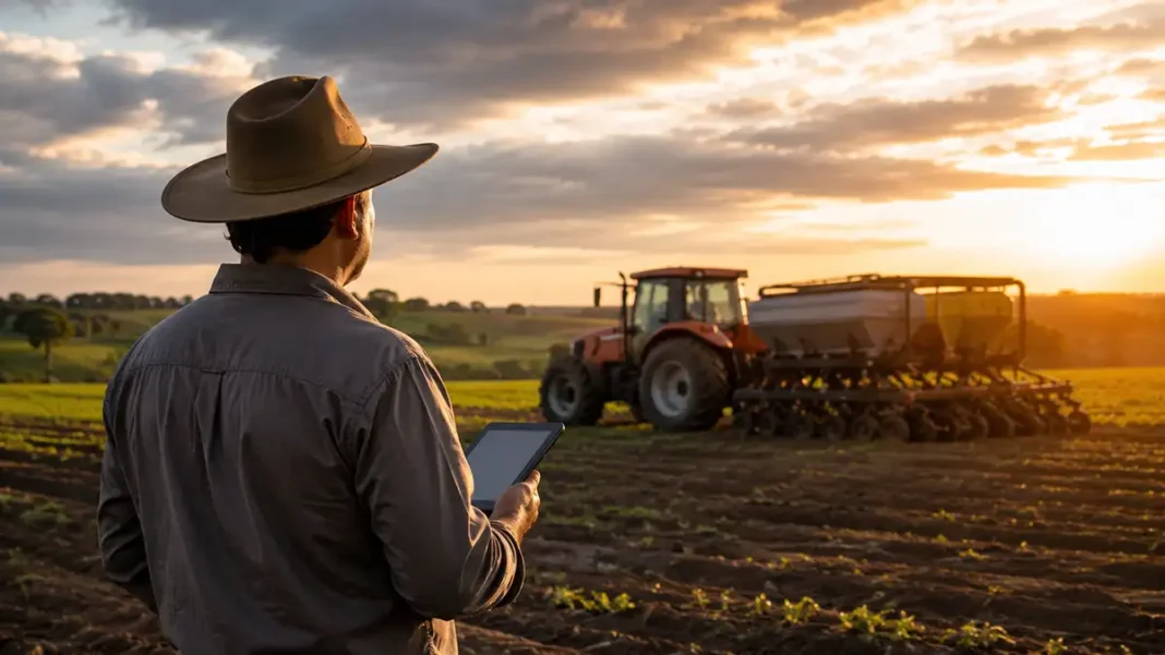 Move Agricultura em Rondônia e crédito para máquinas Move Agricultura em Rondônia com produtor observando trator em área rural