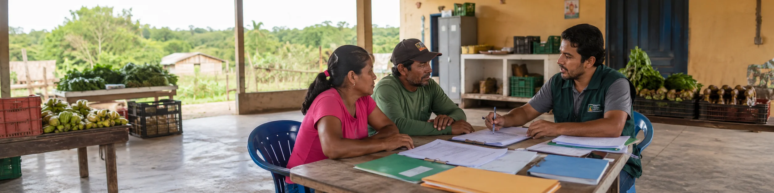 Equipe orienta agricultores sobre documentos do Cadastro da Agricultura Familiar em Porto Velho.