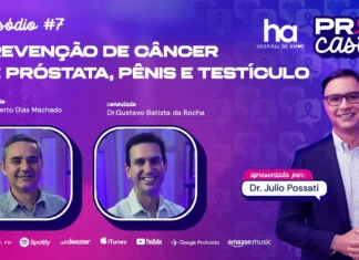 PrevCast #7 debate saúde do homem e prevenção de cânceres urológicos Capa do PrevCast #7 sobre saúde do homem e prevenção de câncer de próstata, pênis e testículo