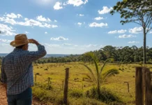 Rondônia deve ter semana de tempo firme e sem chuva, aponta INMET Previsão do tempo em Rondônia mostra produtor rural em área de campo durante semana sem chuva