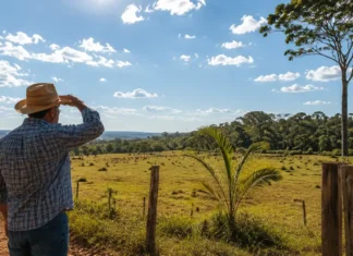 Rondônia deve ter semana de tempo firme e sem chuva, aponta INMET Previsão do tempo em Rondônia mostra produtor rural em área de campo durante semana sem chuva
