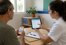 Retatrutida para emagrecimento não é aprovada, alerta Anvisa Imagem jornalística mostra uma farmacêutica orientando uma consumidora sobre produtos experimentais anunciados para emagrecimento, sem exibir marcas, receitas ou medicamentos identificáveis.