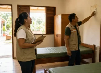 MPF pede melhorias urgentes em Casai de Cacoal e Ji-Paraná Imagem editorial representa profissionais avaliando quartos, instalações e condições de acolhimento em uma Casa de Apoio à Saúde Indígena de Rondônia.