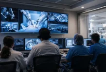 SUS conecta Porto Velho a Barretos em telecirurgia robótica inédita Telecirurgia robótica em Porto Velho com equipe médica acompanhando procedimento em sala de controle