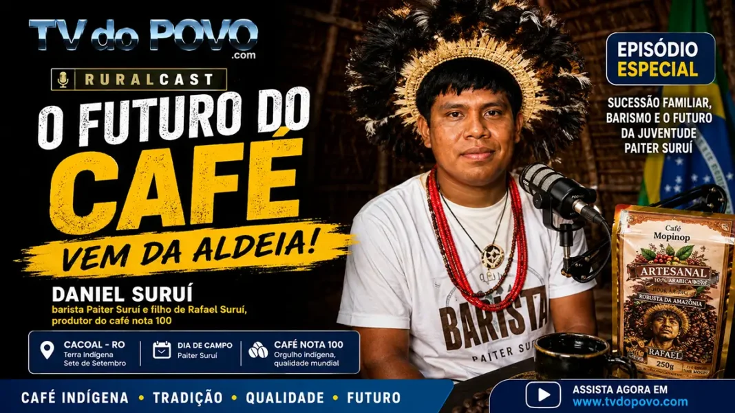 Daniel Suruí no RuralCast fala sobre café nota 100 em Rondônia Capa da TVdoPOVO sobre café nota 100 em Rondônia com Daniel Suruí no RuralCast e a juventude Paiter Suruí