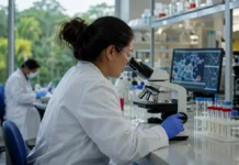 Estudo da Fiocruz abre caminho para vacina mais completa contra malária Vacina contra malária em pesquisa da Fiocruz com cientistas analisando amostras em laboratório