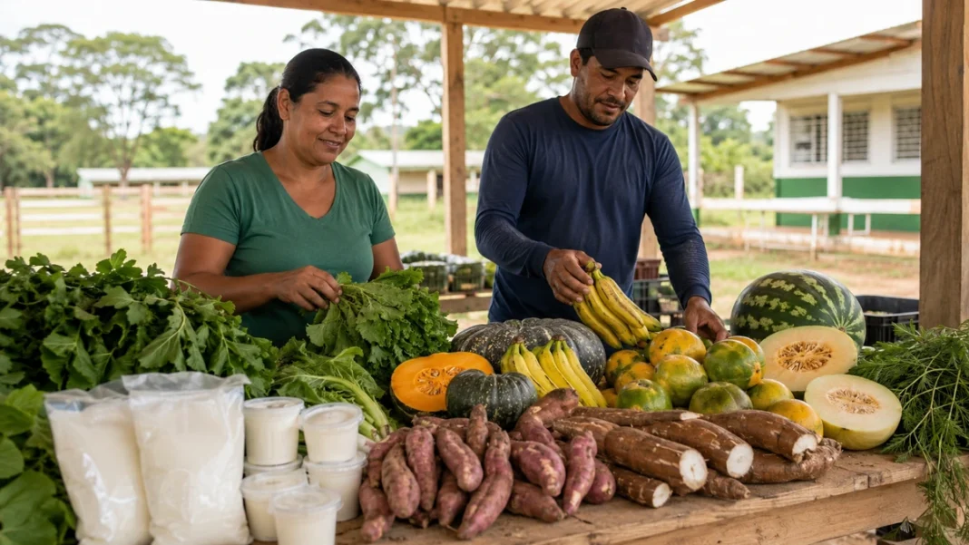 Agricultura familiar em Jaru com produtores e alimentos destinados à merenda escolar