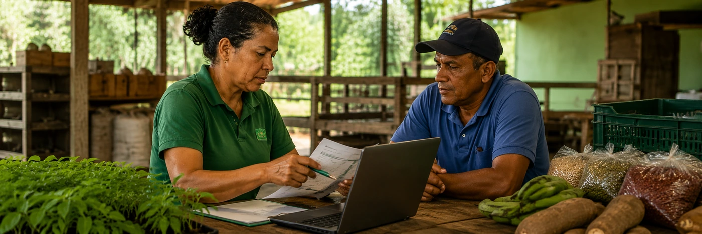 Agrotec 2026 com interessados conferindo documentos para inscrições dos editais da feira