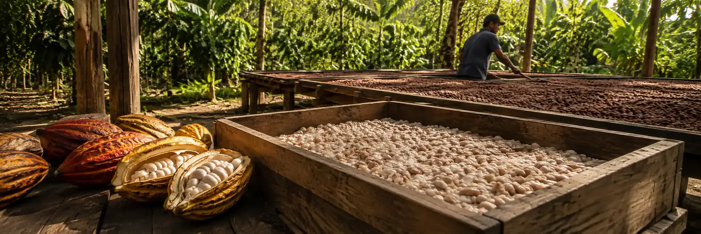 Fermentação e secagem integram o processamento do cacau de Rondônia