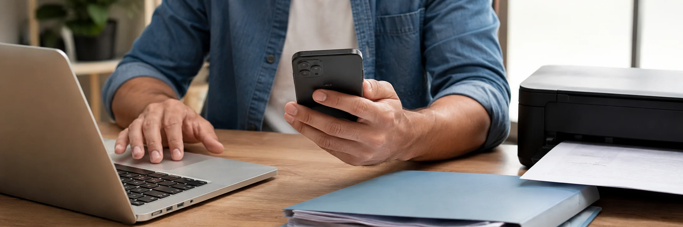 Contribuinte usa notebook e celular para acessar a cópia do IR em ambiente digital autenticado.
