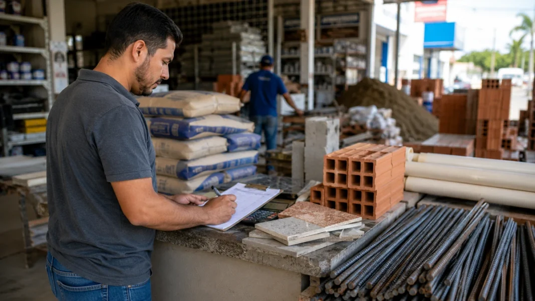Custo da construção em Rondônia em julho de 2026 Custo da construção em Rondônia representado por profissional conferindo materiais e insumos de obra